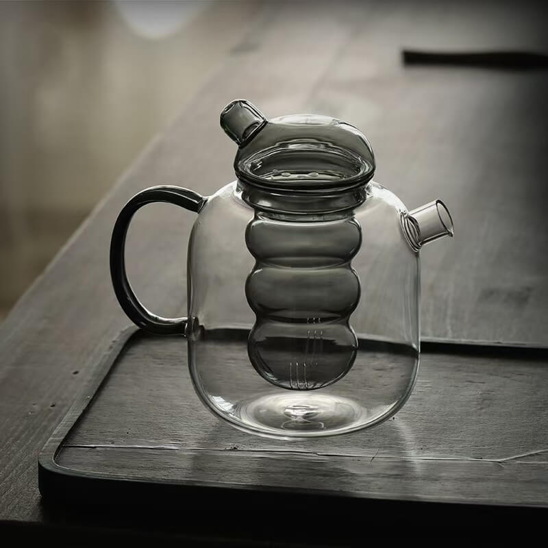 Fancy Floral Loose Leaf Glass Teapot