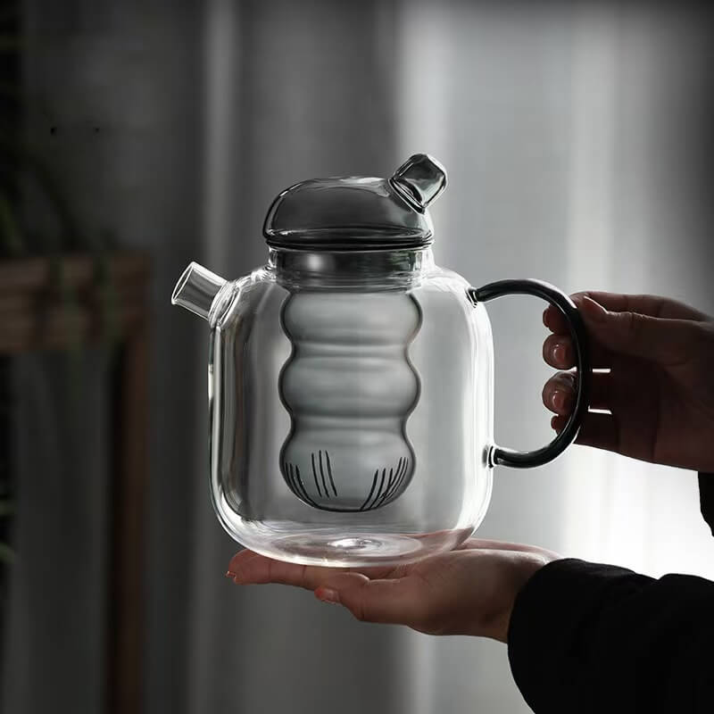 Fancy Floral Loose Leaf Glass Teapot