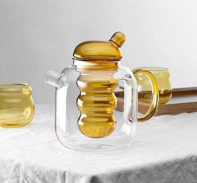 Fancy Floral Loose Leaf Glass Teapot