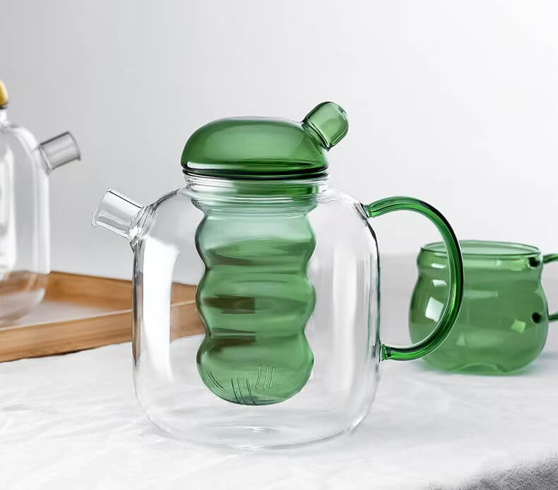 floral glass teapot pot