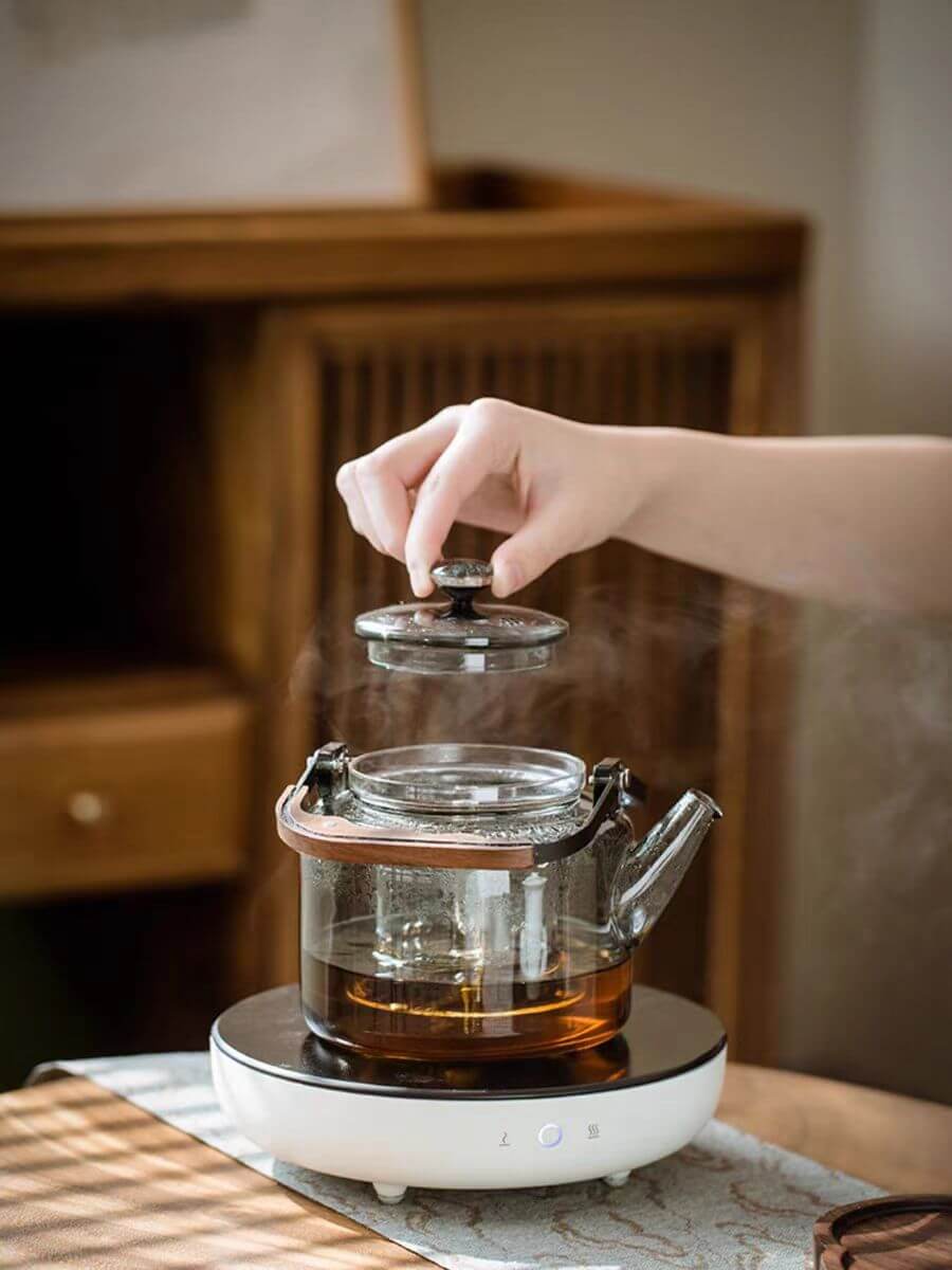 Clear Glass Teapot Strainer Tea Press Pot