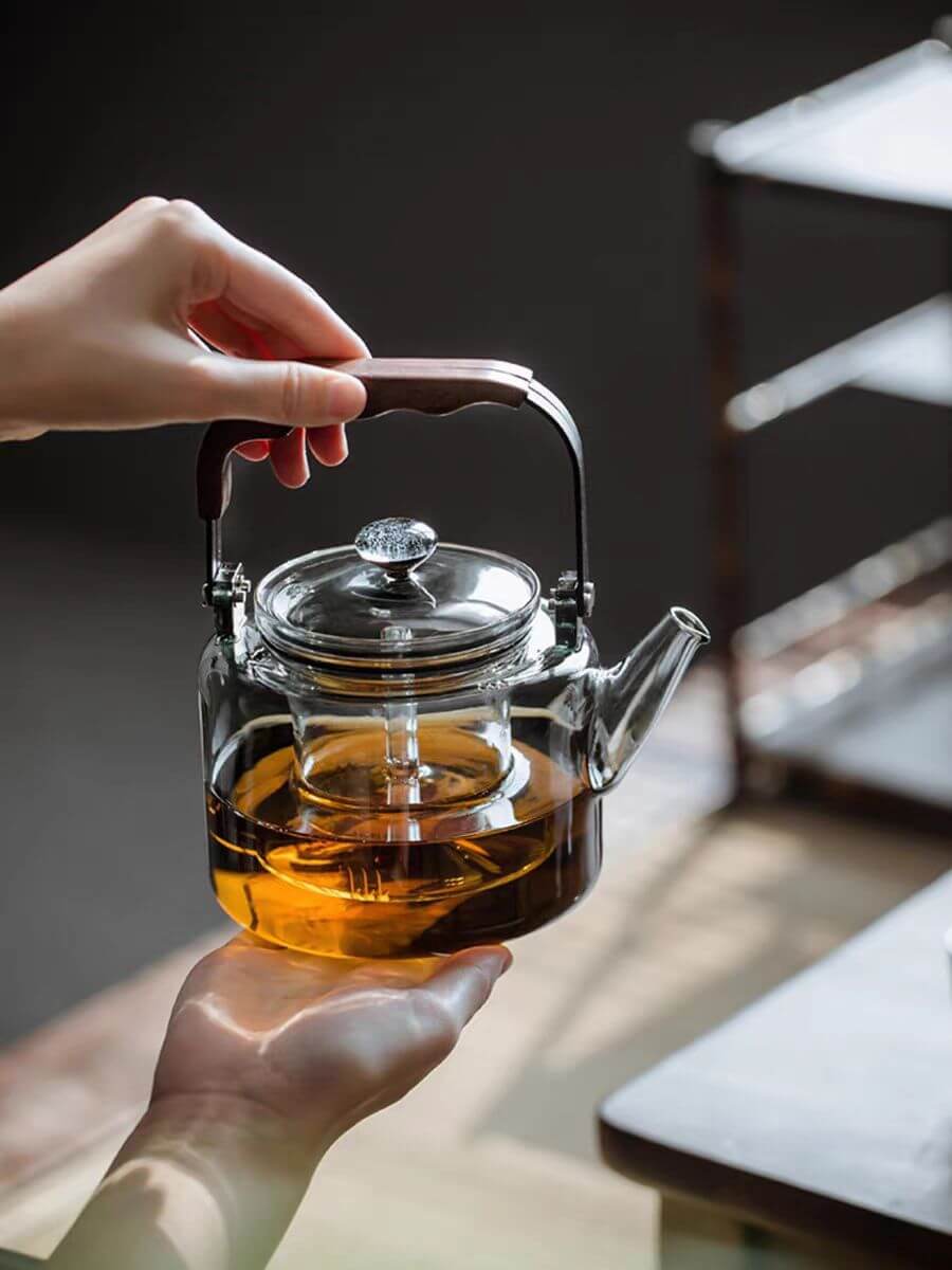 Clear Glass Teapot Strainer Tea Press Pot