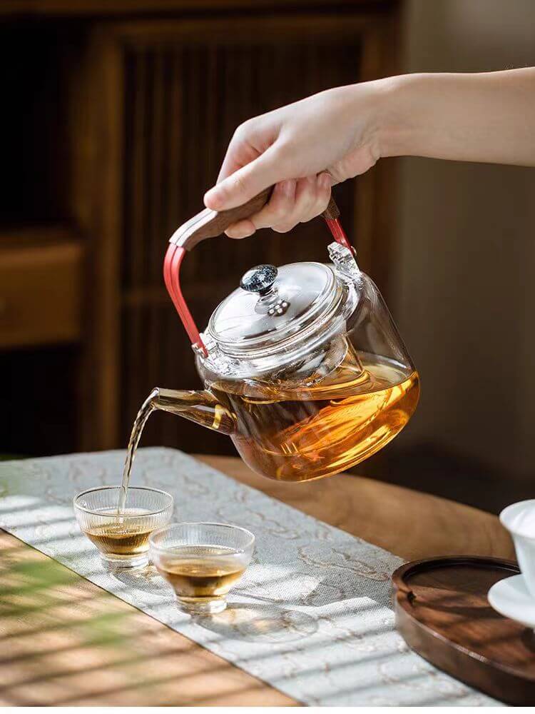 Clear Glass Teapot Strainer Tea Press Pot