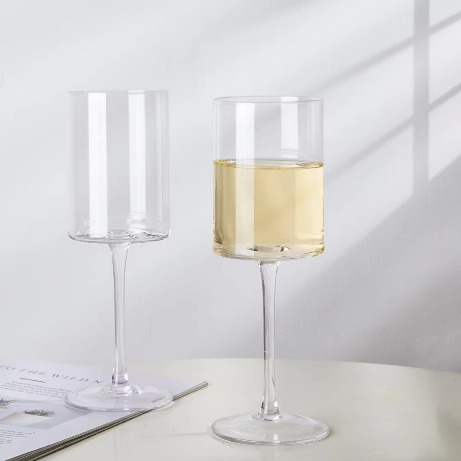 clear crystal bubble glass wine goblets