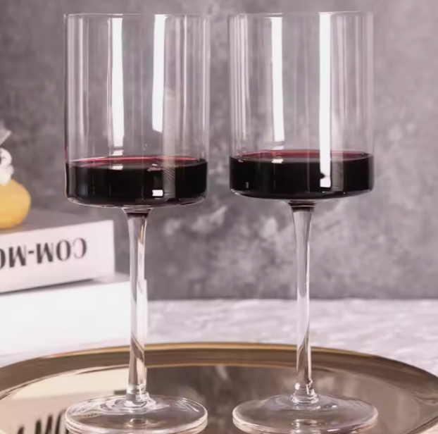 clear crystal bubble glass wine goblets