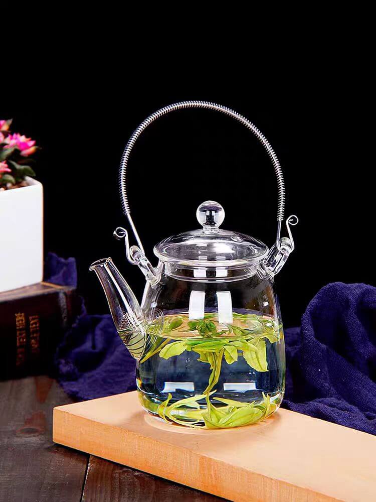 Stovetop Heat Resistant Clear Glass Tea Pot