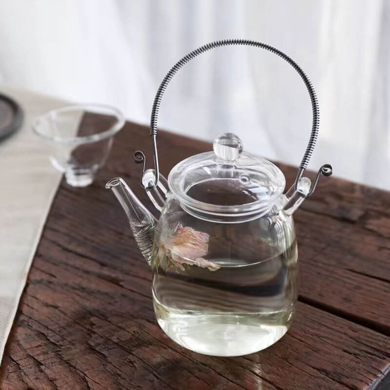 Stovetop Heat Resistant Clear Glass Tea Pot