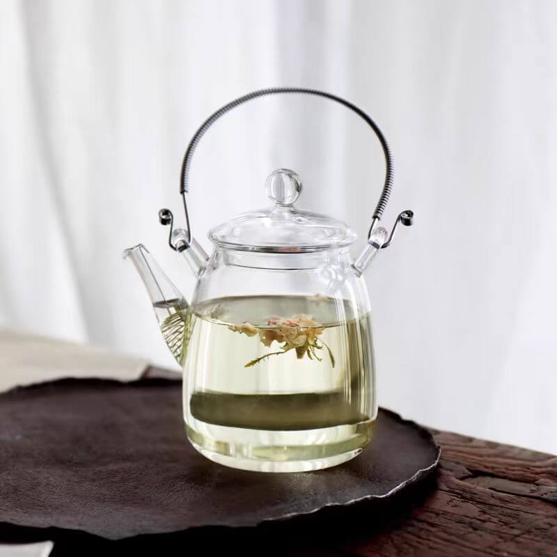 Stovetop Heat Resistant Clear Glass Tea Pot
