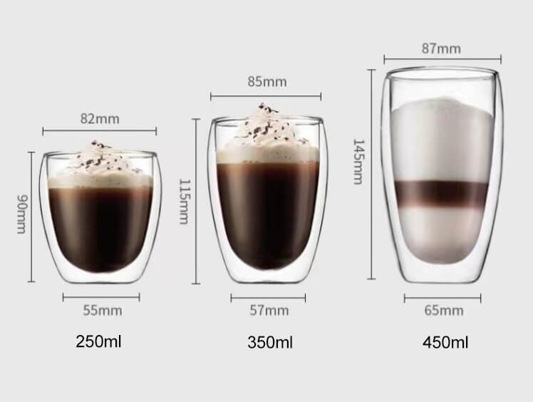 Classic Double Wall Insulated Borosilicate Glass Espresso Tea Cups