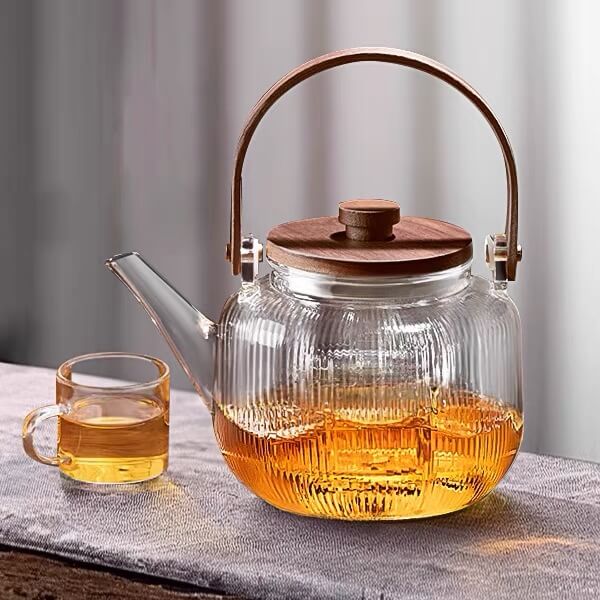 Loose Leaf Floral Glass Strainer Teapot