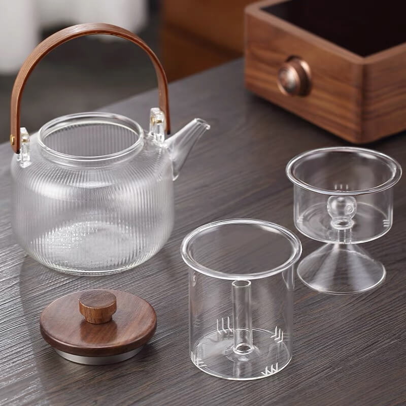 Loose Leaf Floral Glass Strainer Teapot