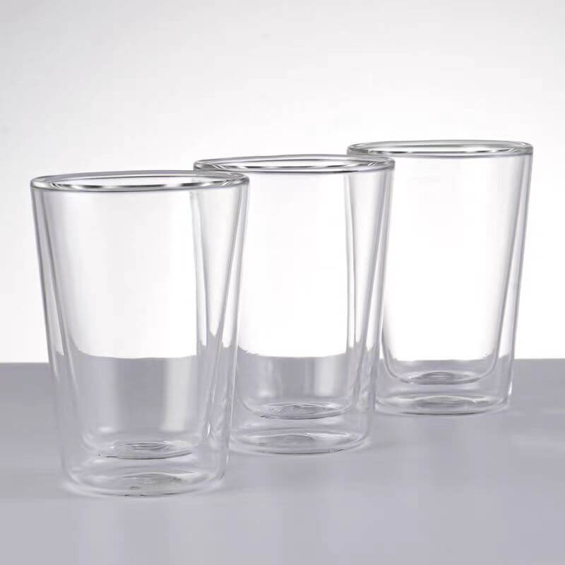 Large Double Walled Insulated Glass Coffee Mugs Glasses No Handle
