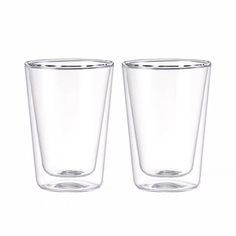 Large Double Walled Insulated Glass Coffee Mugs Glasses No Handle