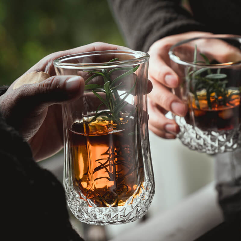 Clear Double Wall Glass Cups For Whiskey Brandy Drinking