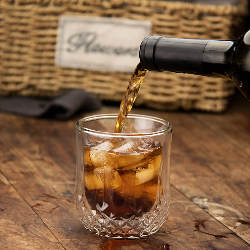 Clear Double Wall Glass Cups For Whiskey Brandy Drinking