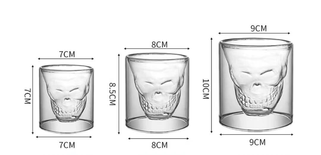 Party Drinking Whiskey Brandy Double Layer Skull Shot Glasses