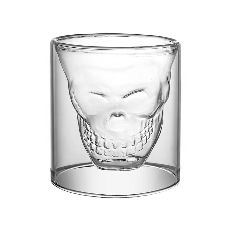 Party Drinking Whiskey Brandy Double Layer Skull Shot Glasses