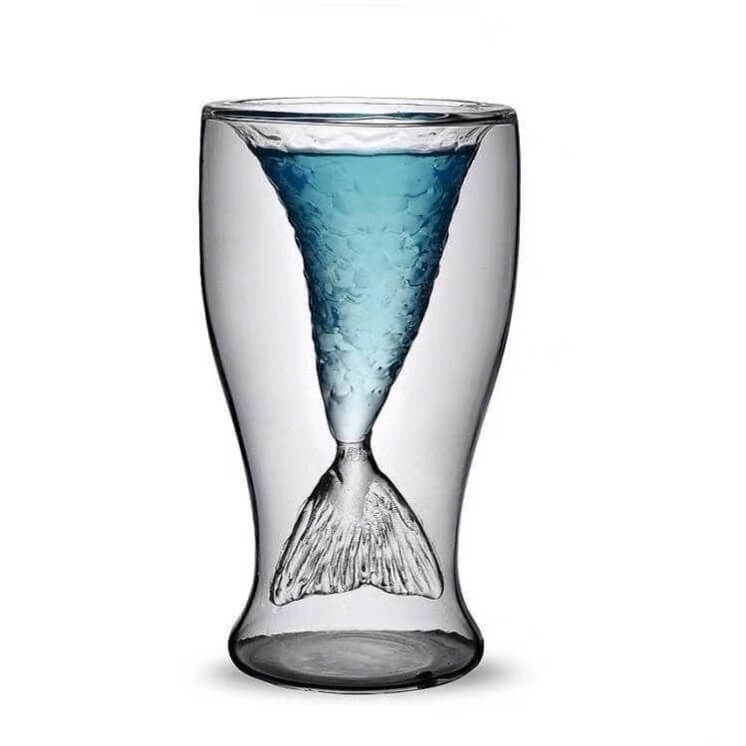 Double Wall Mermaid Tail Wine Glasses For Beer Whiskey Cocktail