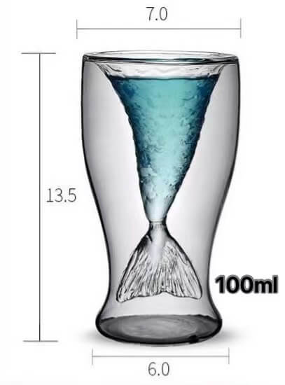 Double Wall Mermaid Tail Wine Glasses For Beer Whiskey Cocktail
