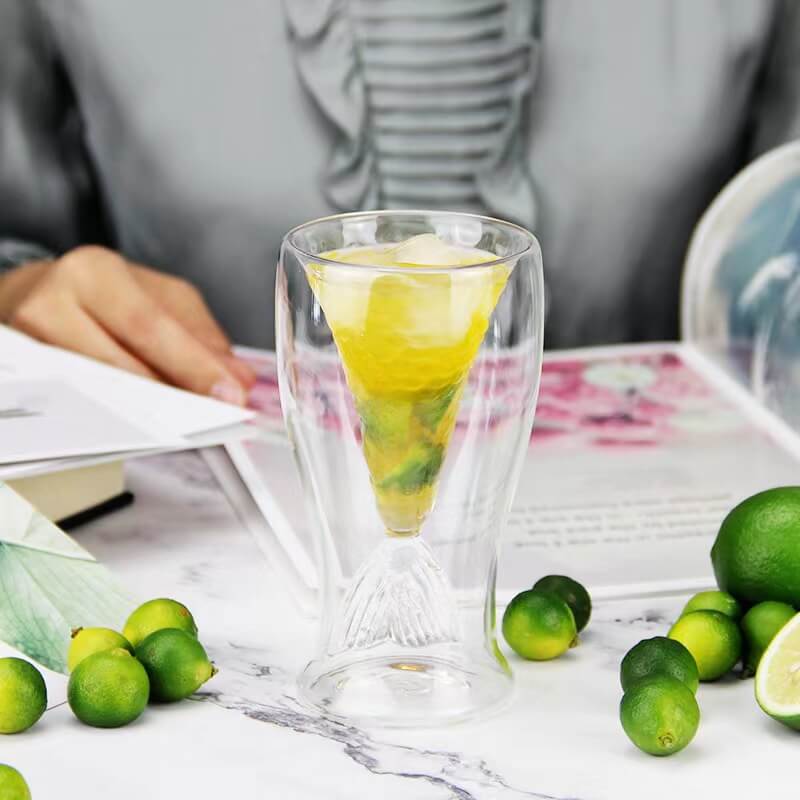 Double Wall Mermaid Tail Wine Glasses For Beer Whiskey Cocktail