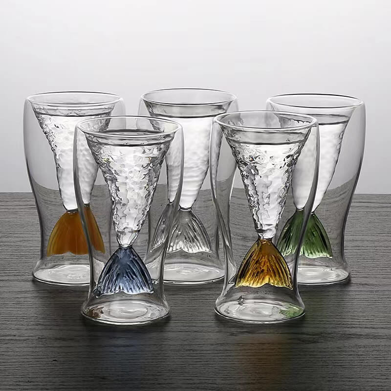 Double Wall Mermaid Tail Wine Glasses For Beer Whiskey Cocktail