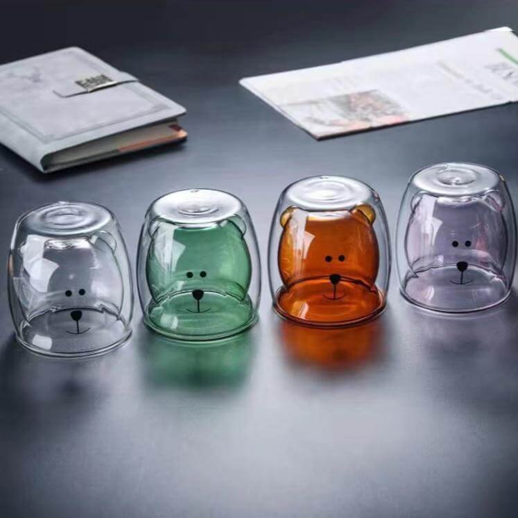 Cute Bear Double Layer Insulated Glass Latte Cups