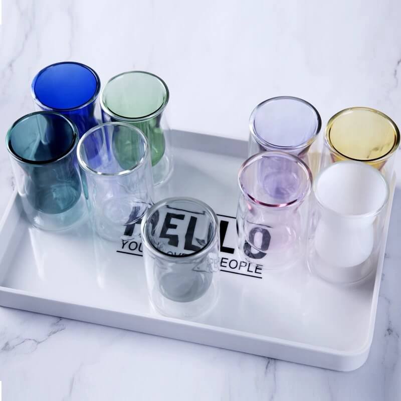 Coloured Double Wall Glass Tea Espresso Cups