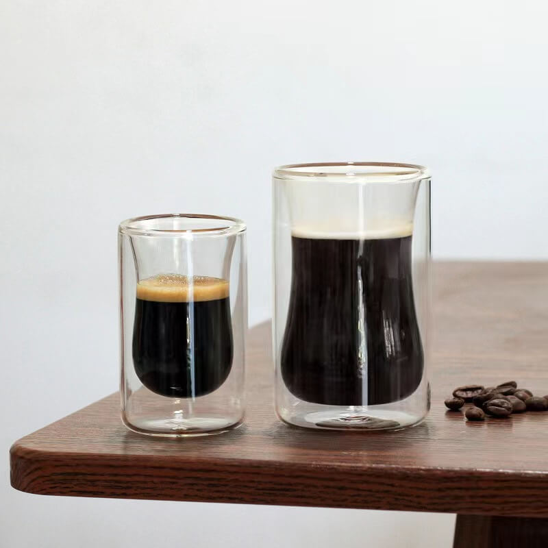 Coloured Double Wall Glass Tea Espresso Cups