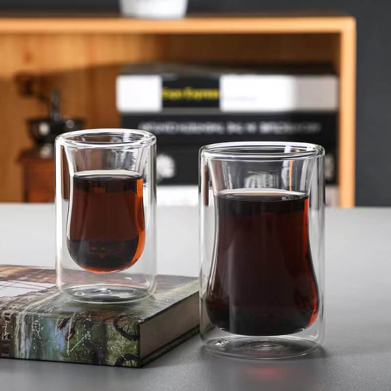 Coloured Double Wall Glass Tea Espresso Cups