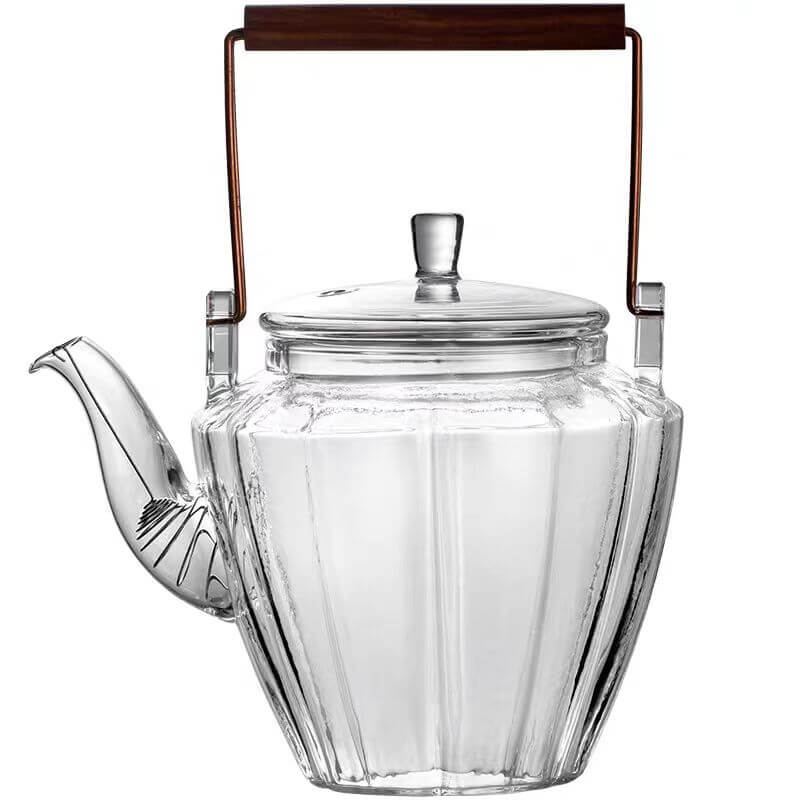 Stovetop Clear Glass Kettle Teapot On Stove