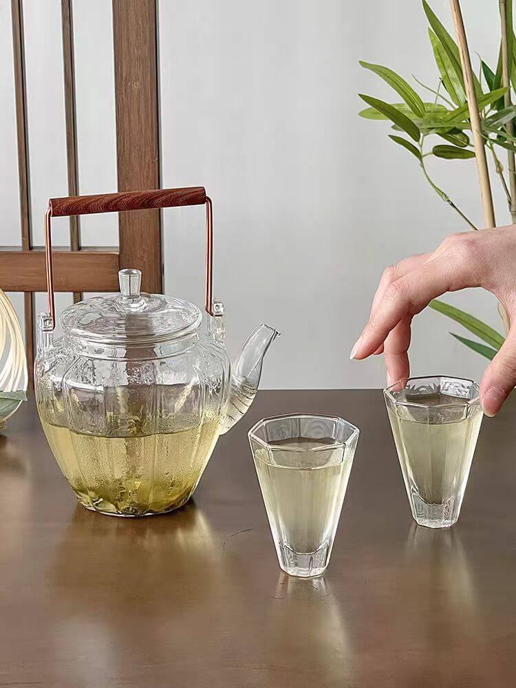 Stovetop Clear Glass Kettle Teapot On Stove