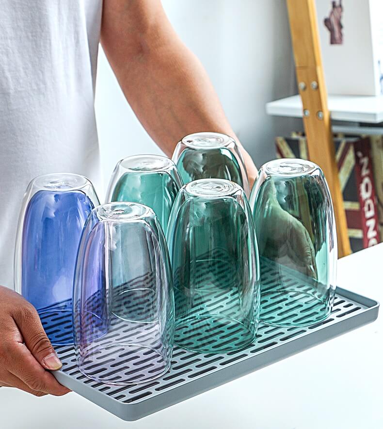 Coloured Double Layer Insulated Glass Cups Coffee Water Juice Drinking Glasses