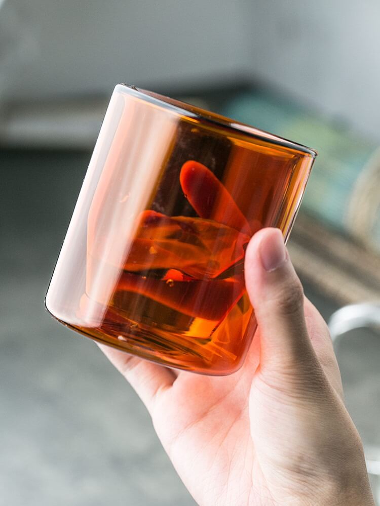 Coloured Double Walled Glass Mugs Cappuccino Glasses