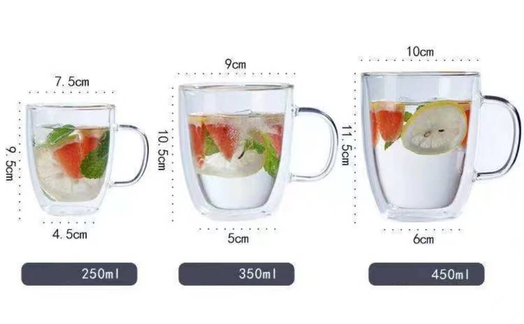 Double Walled Glass Coffee Drinking Mug With Handle