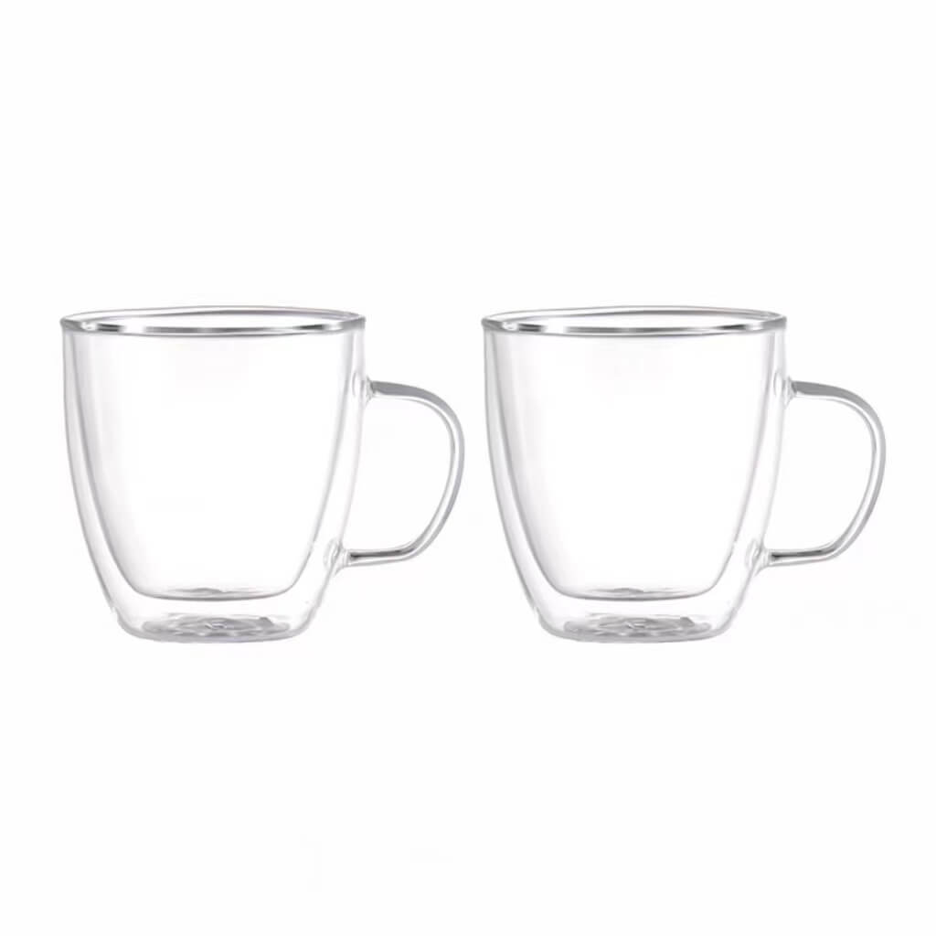 Double Walled Glass Coffee Drinking Mug With Handle