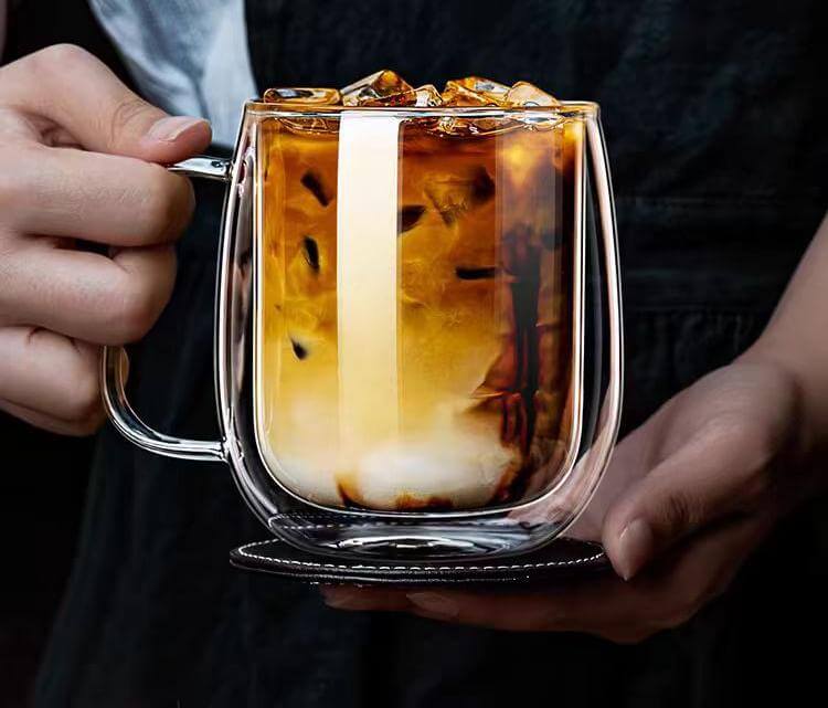 double glass drinking mug double glass drinking mug