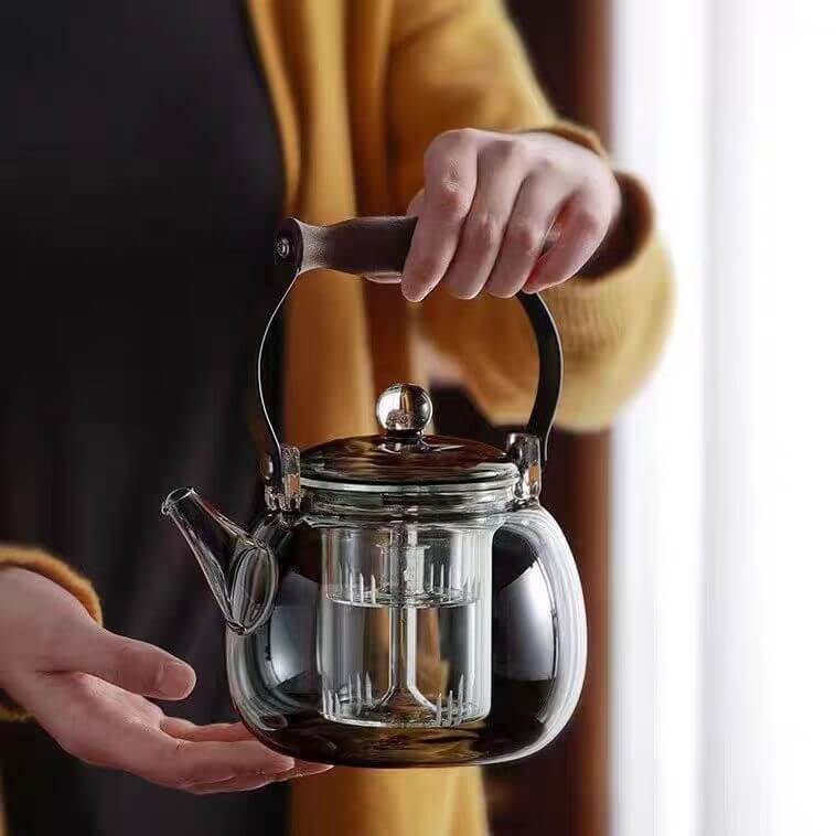 Heat Resistant Grey Glass Kettle For Gas Stove