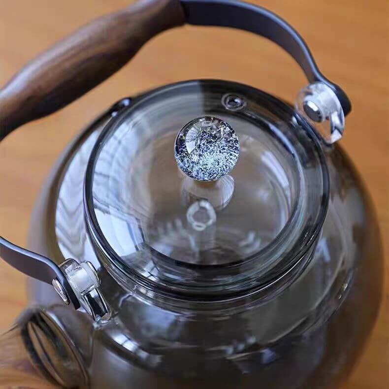 Heat Resistant Grey Glass Kettle For Gas Stove