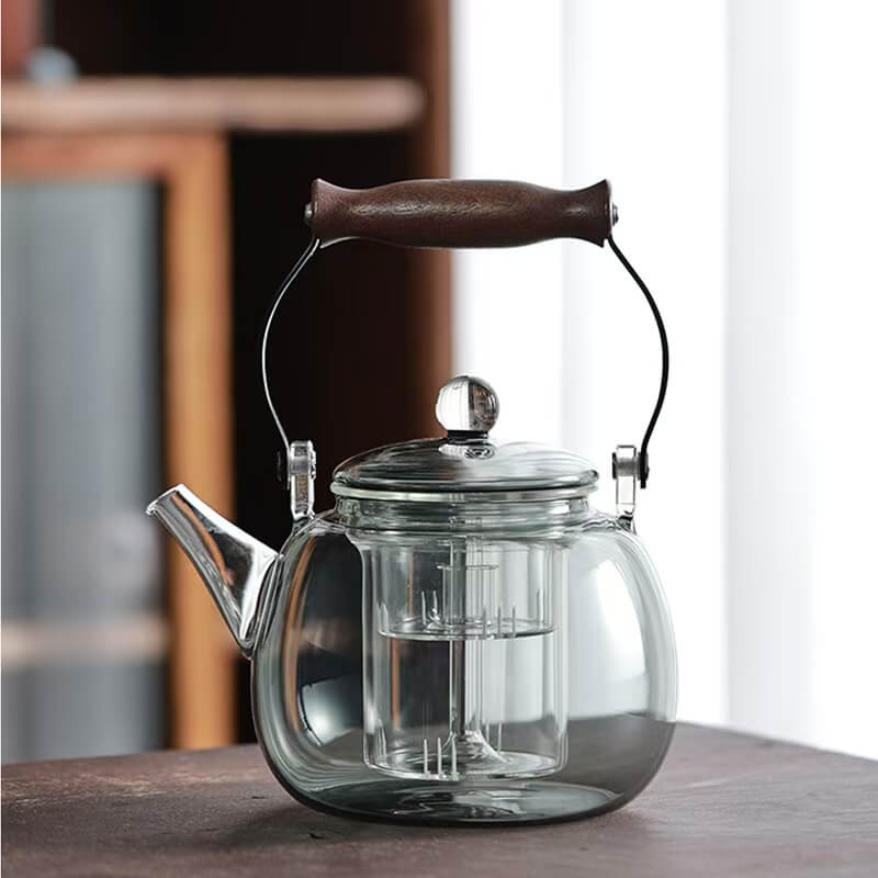 Heat Resistant Grey Glass Kettle For Gas Stove
