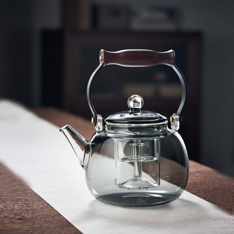 Heat Resistant Grey Glass Kettle For Gas Stove