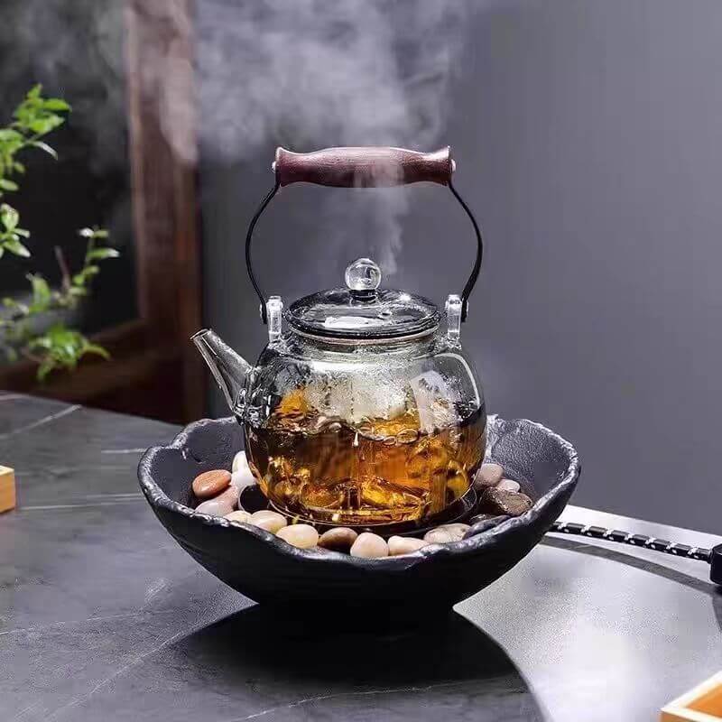 Heat Resistant Grey Glass Kettle For Gas Stove