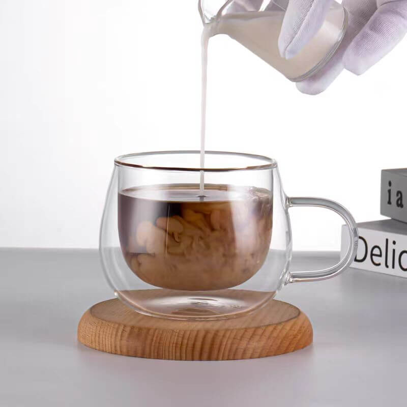 Double Layered Wall Glass Mugs For Coffee