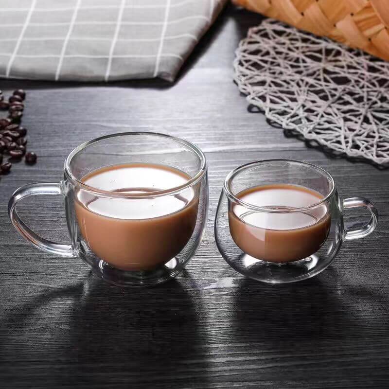 Double Layered Wall Glass Mugs For Coffee