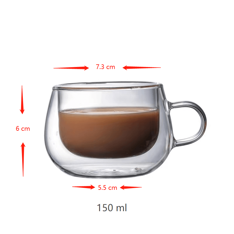 Double Layered Wall Glass Mugs For Coffee