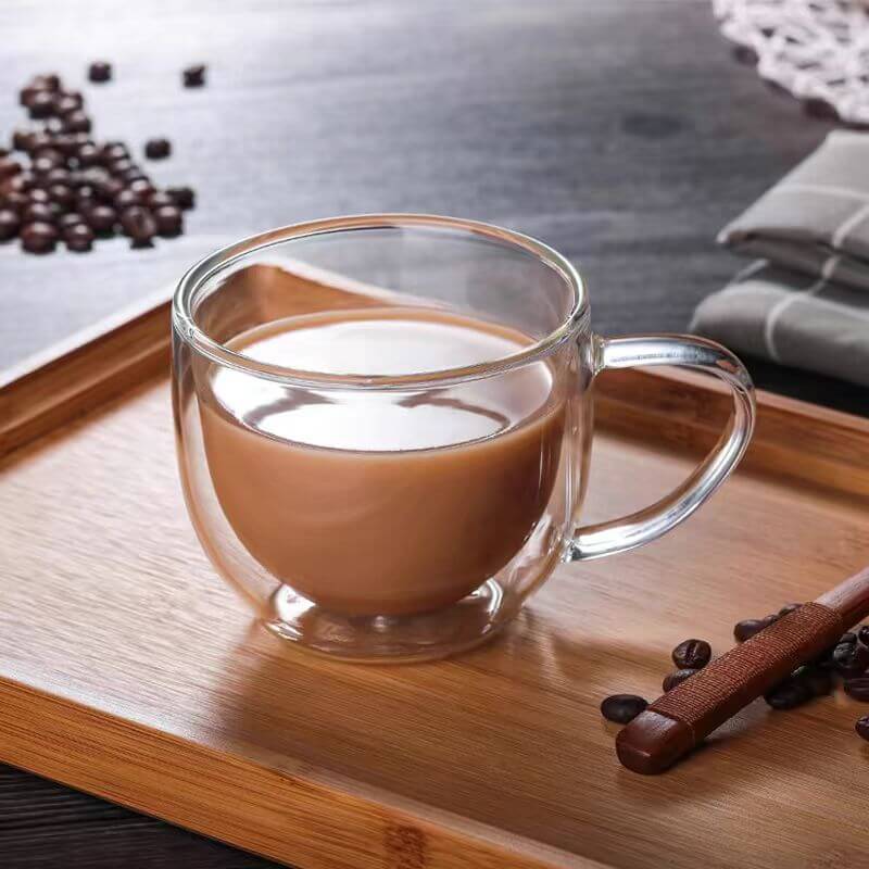 Double Layered Wall Glass Mugs For Coffee