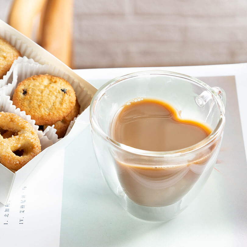 Double Wall Layer Glass Heart Cap Cappuccino Mugs
