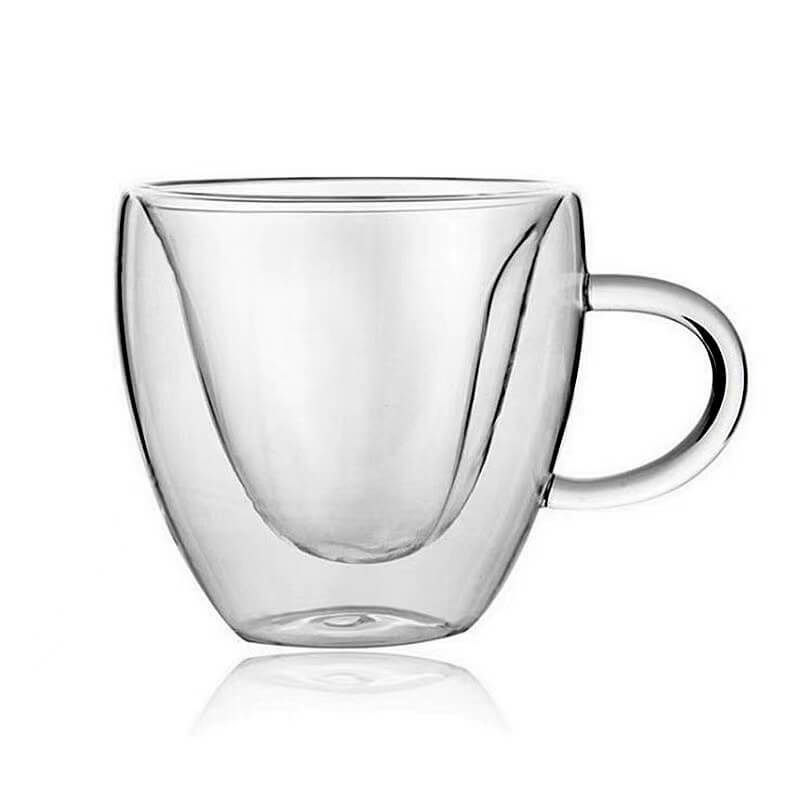 Double Wall Layer Glass Heart Cap Cappuccino Mugs