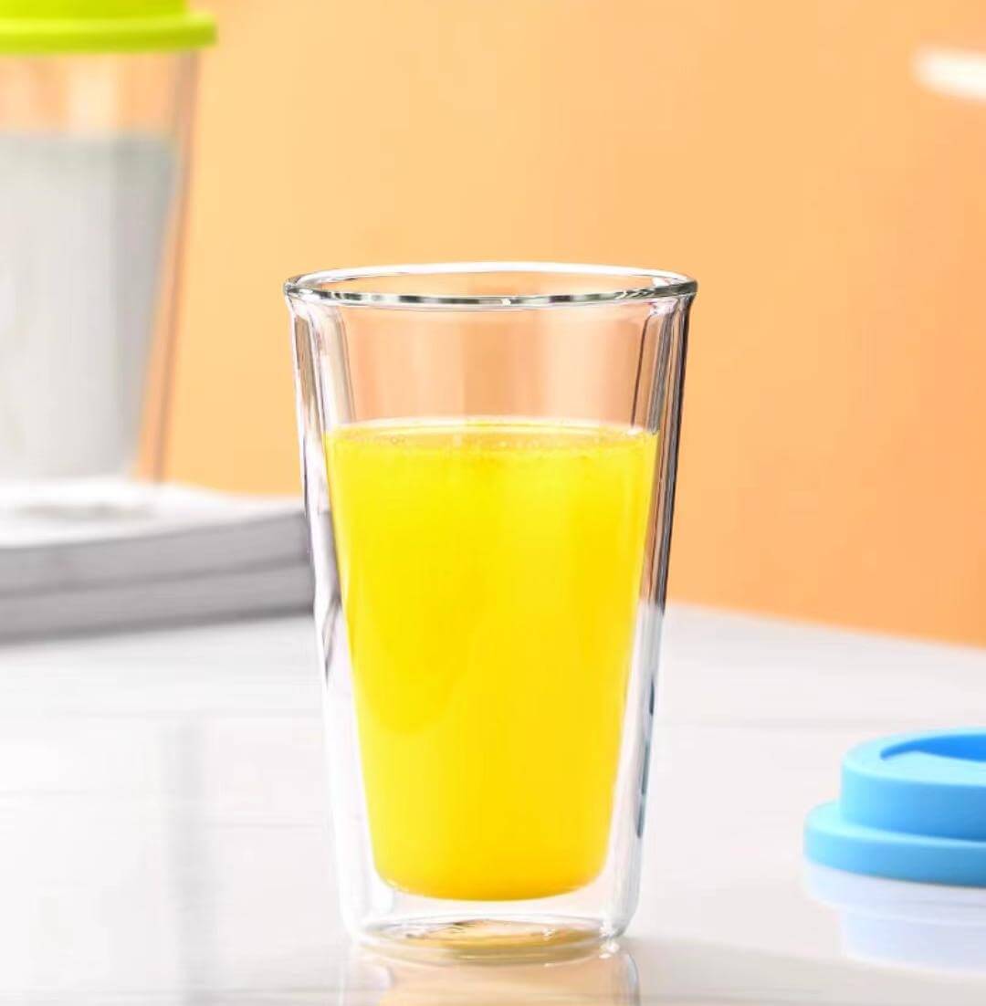 Double Wall Glass Travel Coffee Tea Mug With Silicone Lid