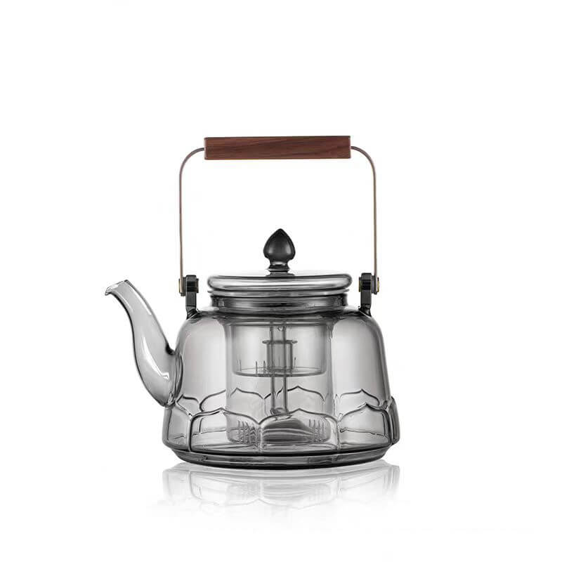 Fancy Grey Borosilicate Handmade Glass Teapot