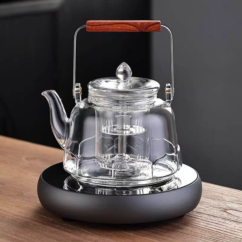 Fancy Grey Borosilicate Handmade Glass Teapot